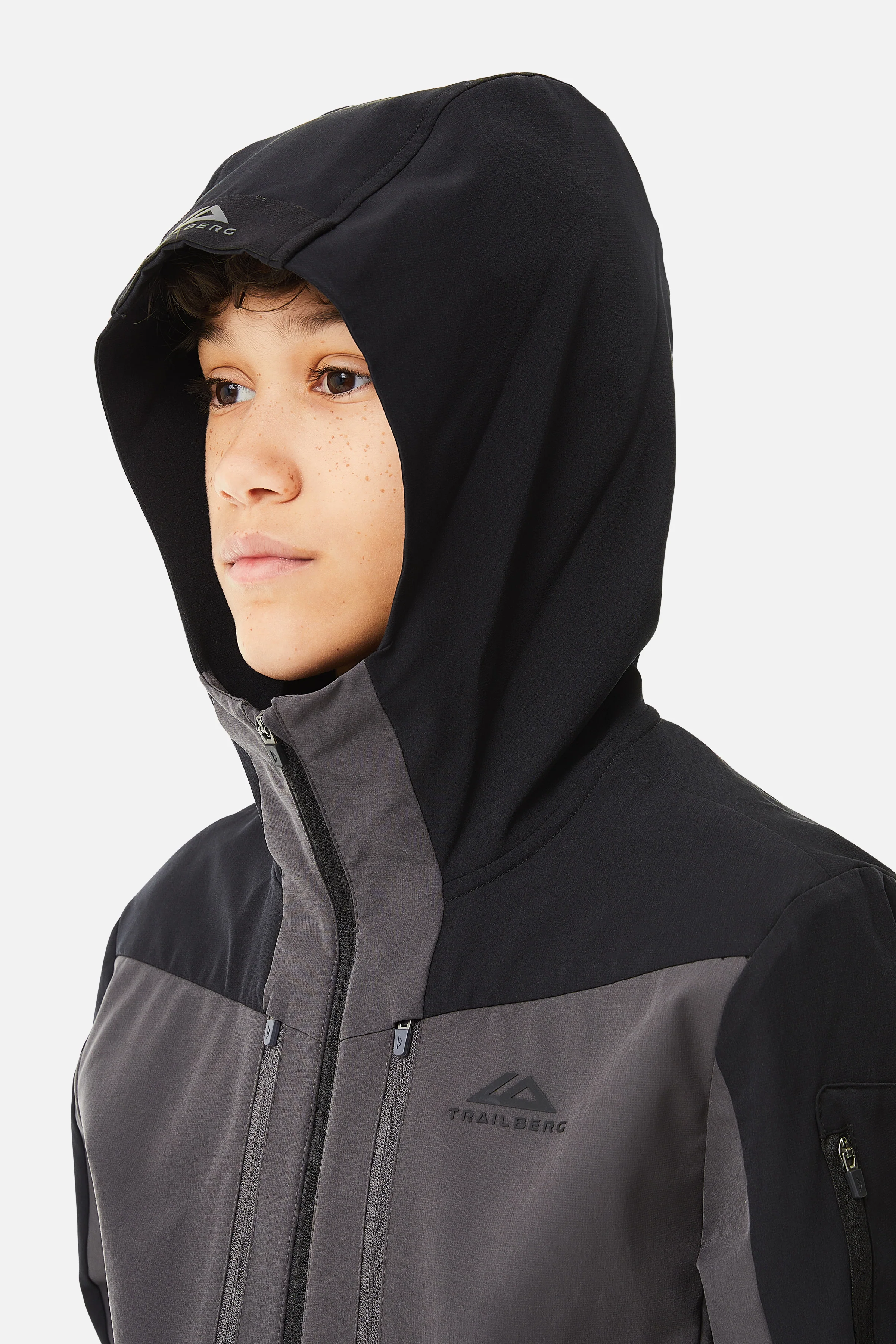 Boys Elbrus Hood - Black/Volcano Grey - Image 7