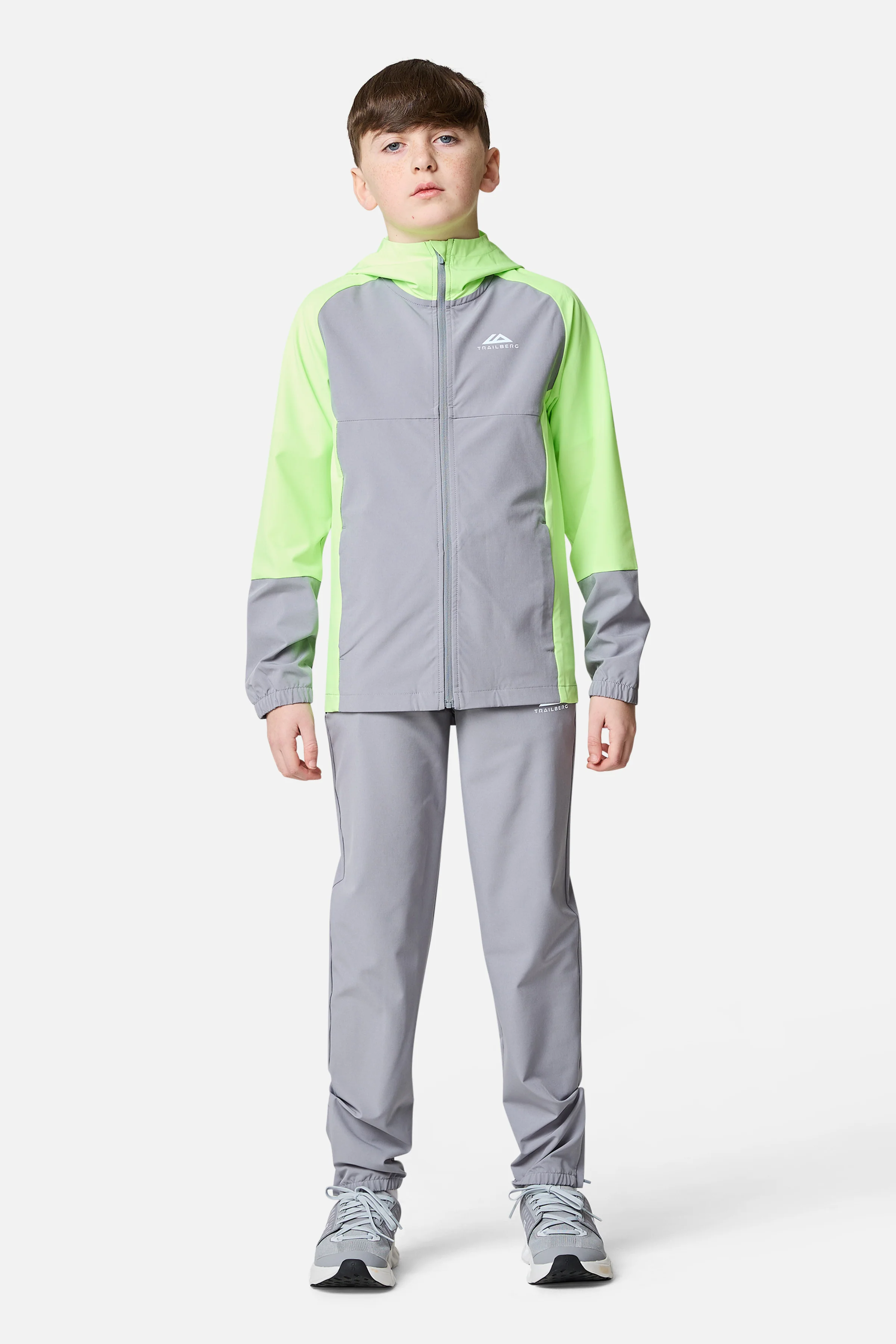 Boys Essentials Hood - Moon Grey/Neon Lime - Image 2