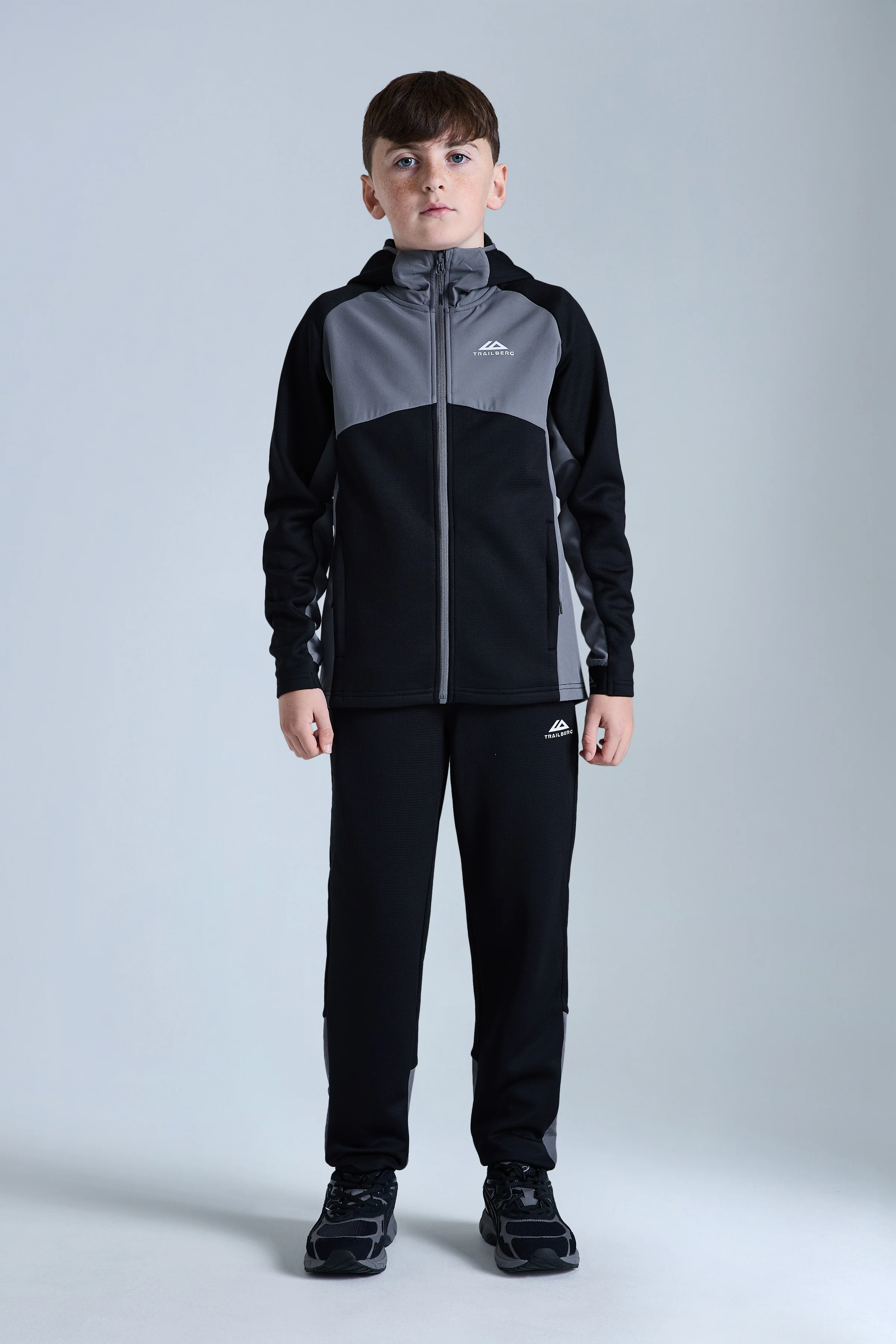 Boys Ice Gridded Fleece Hood - Black/Urban Smoke - Image 6