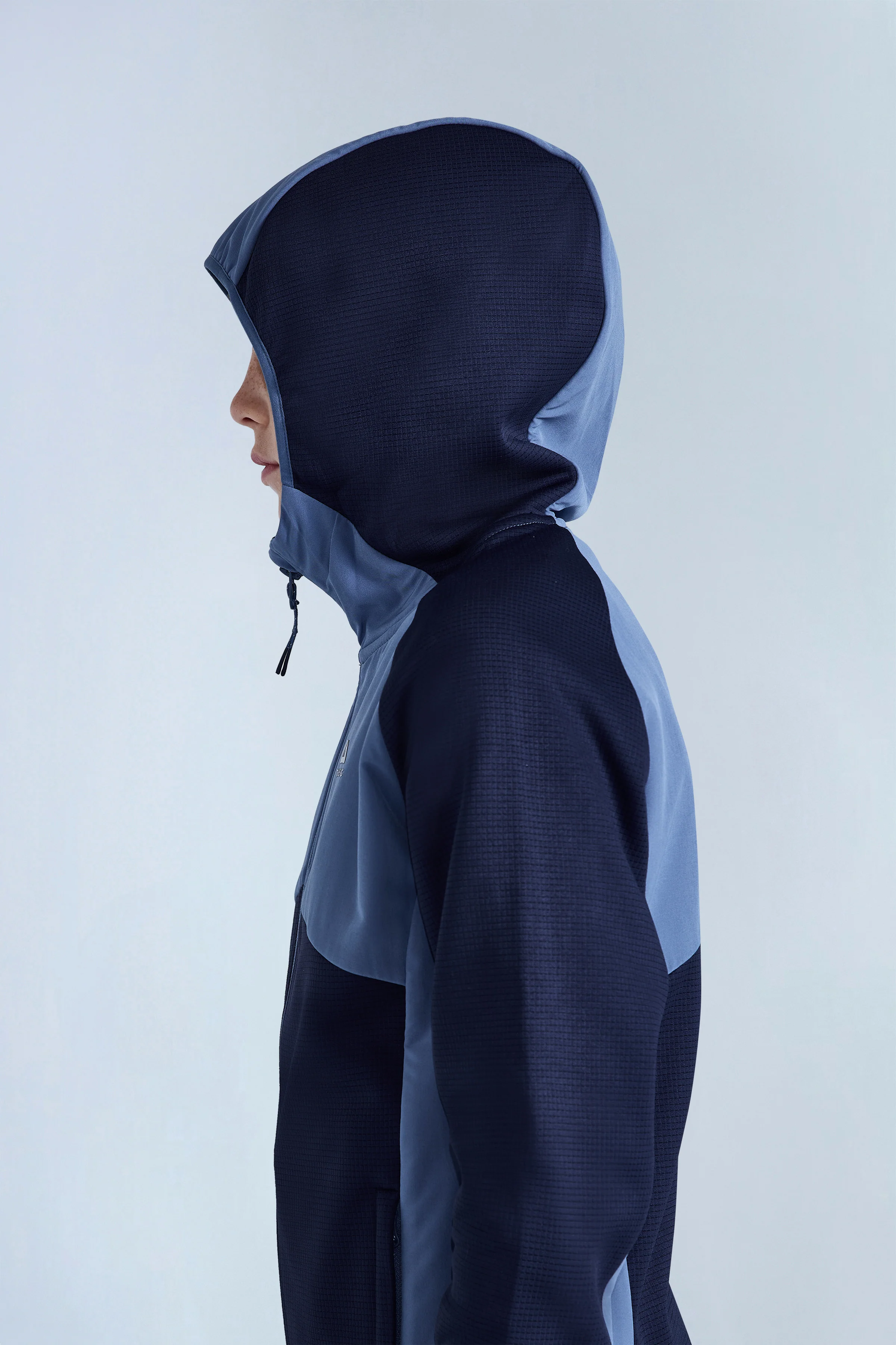 Boys Ice Gridded Fleece Hood - Navy Blue/Blue Essence - Image 3