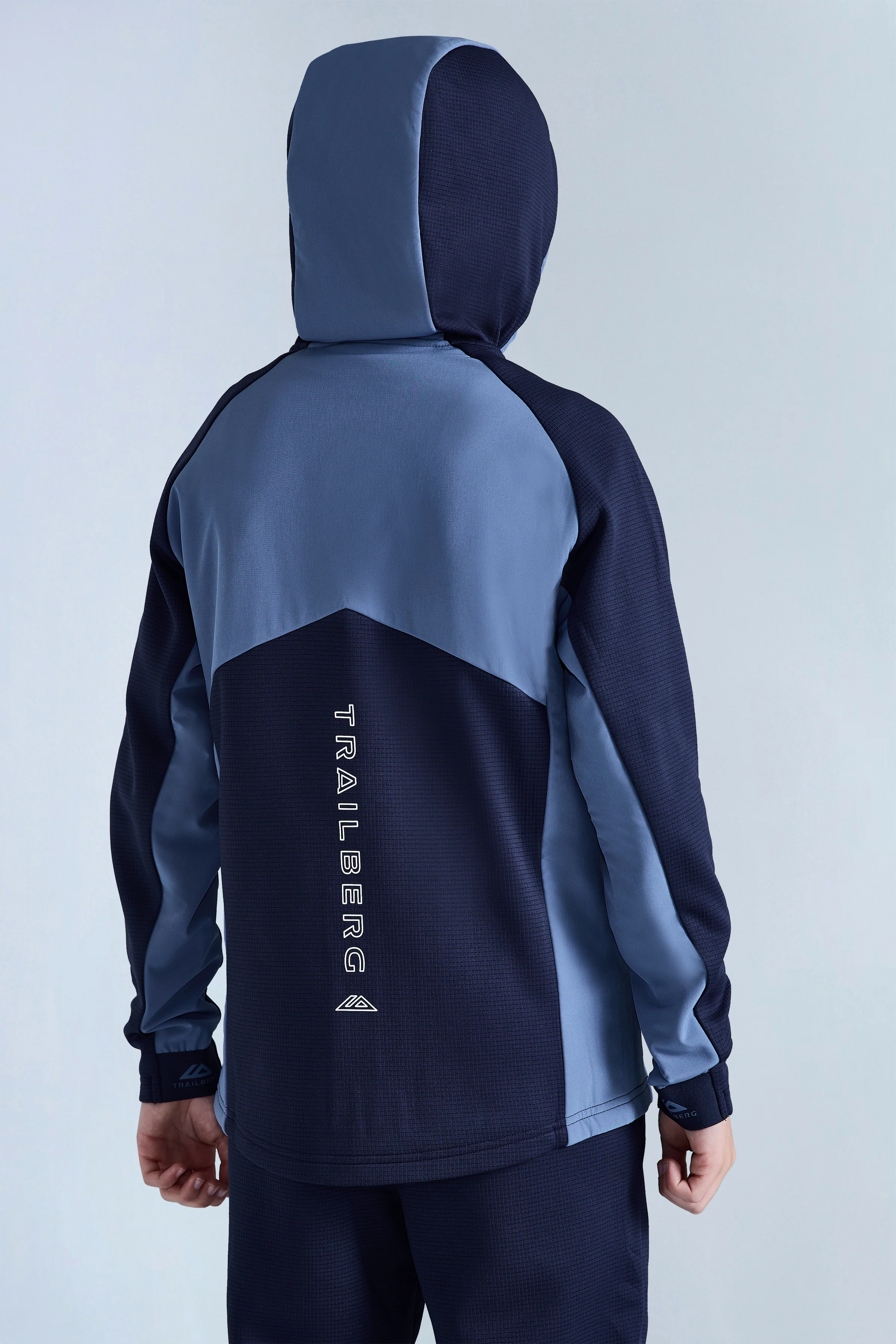 Boys Ice Gridded Fleece Hood - Navy Blue/Blue Essence - Image 4