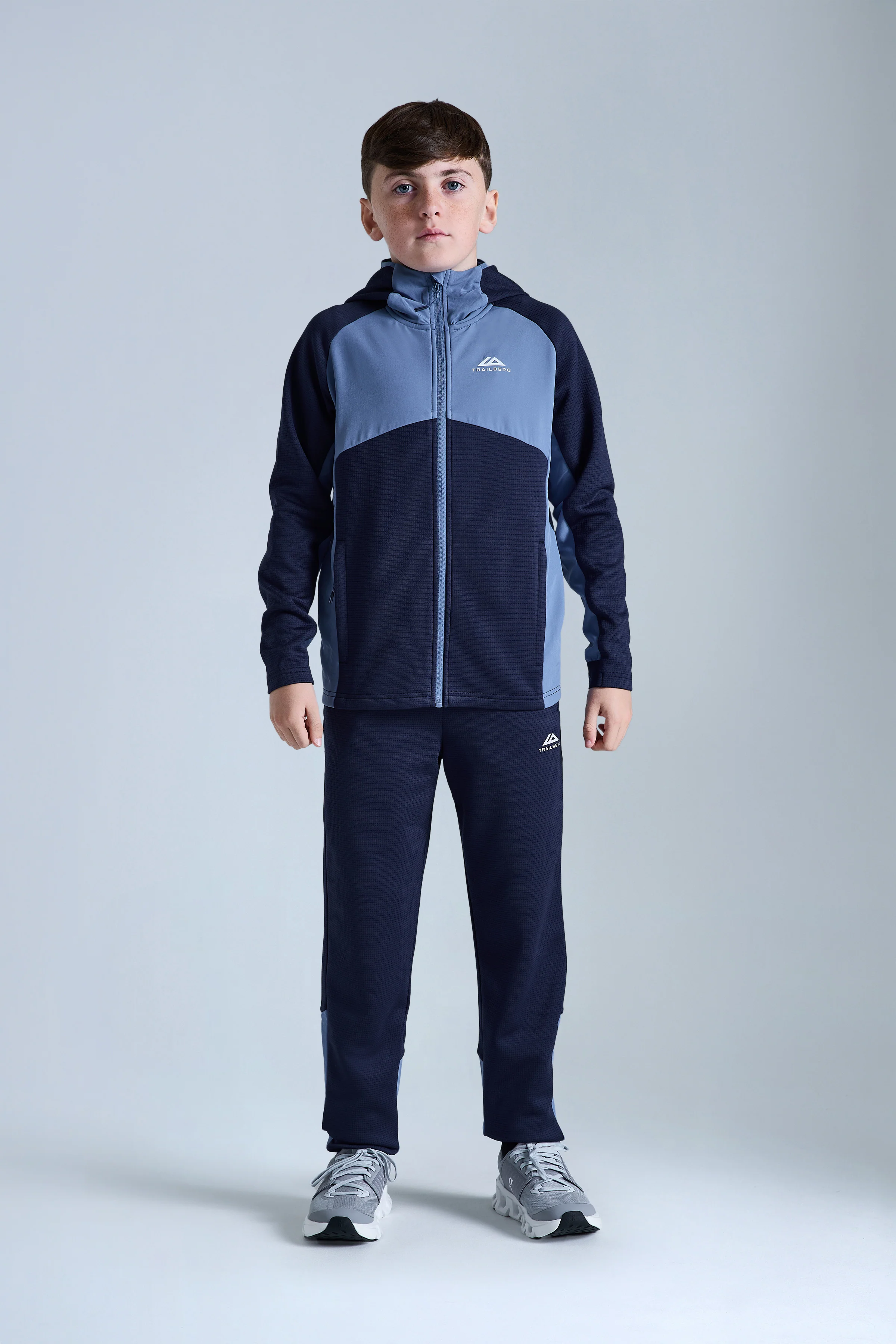 Boys Ice Gridded Fleece Hood - Navy Blue/Blue Essence - Image 5