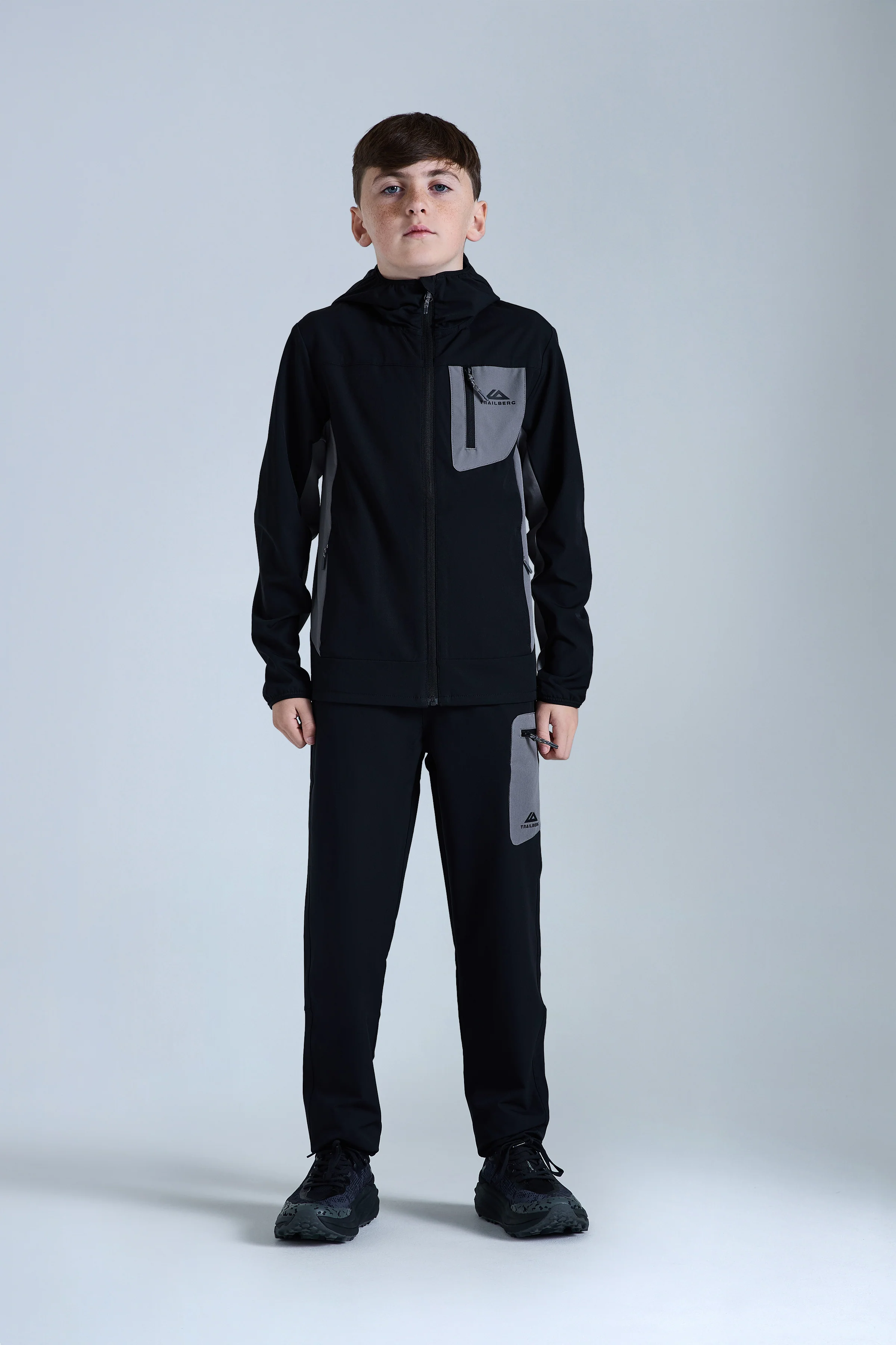 Boys Venture Gridded Hood - Black/Urban Smoke - Image 5