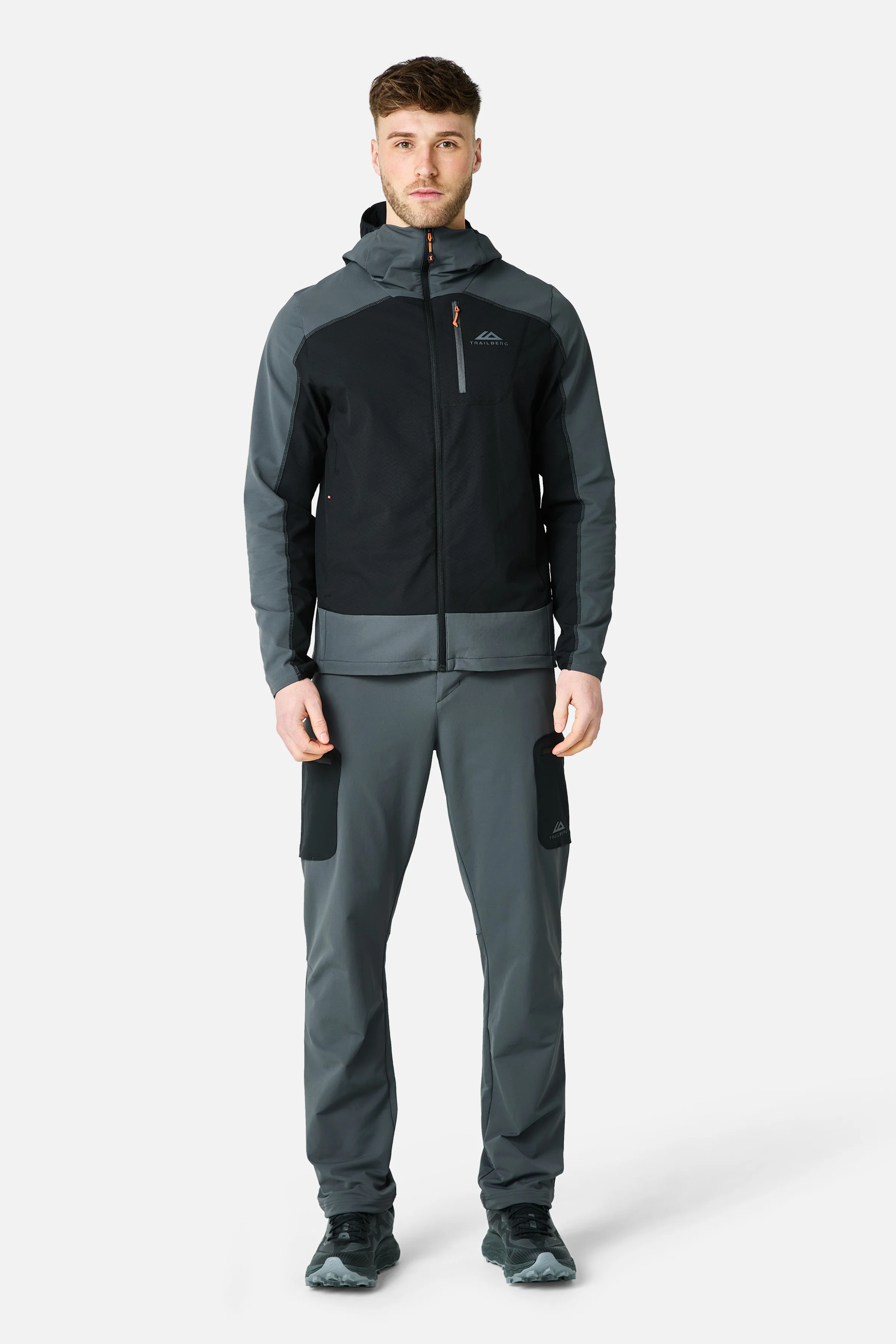Caldera Grid Fleece Hood - Black/Volcano Grey - Image 6