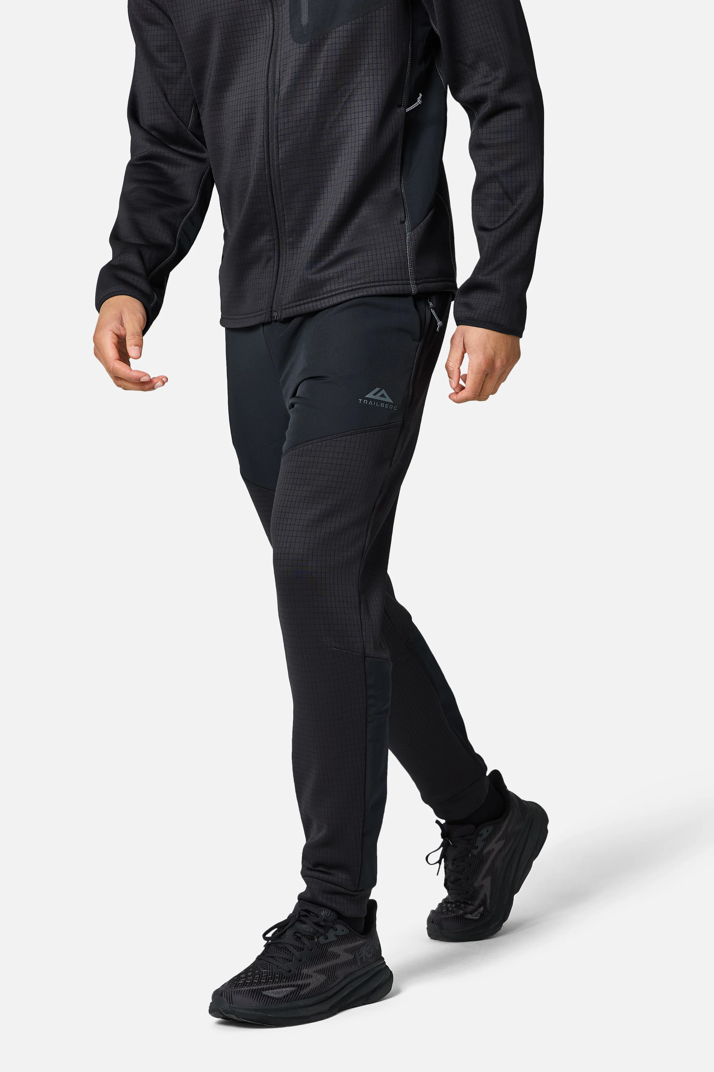 District Gridded Fleece Tracksuit - Black/Volcano Grey - Image 10