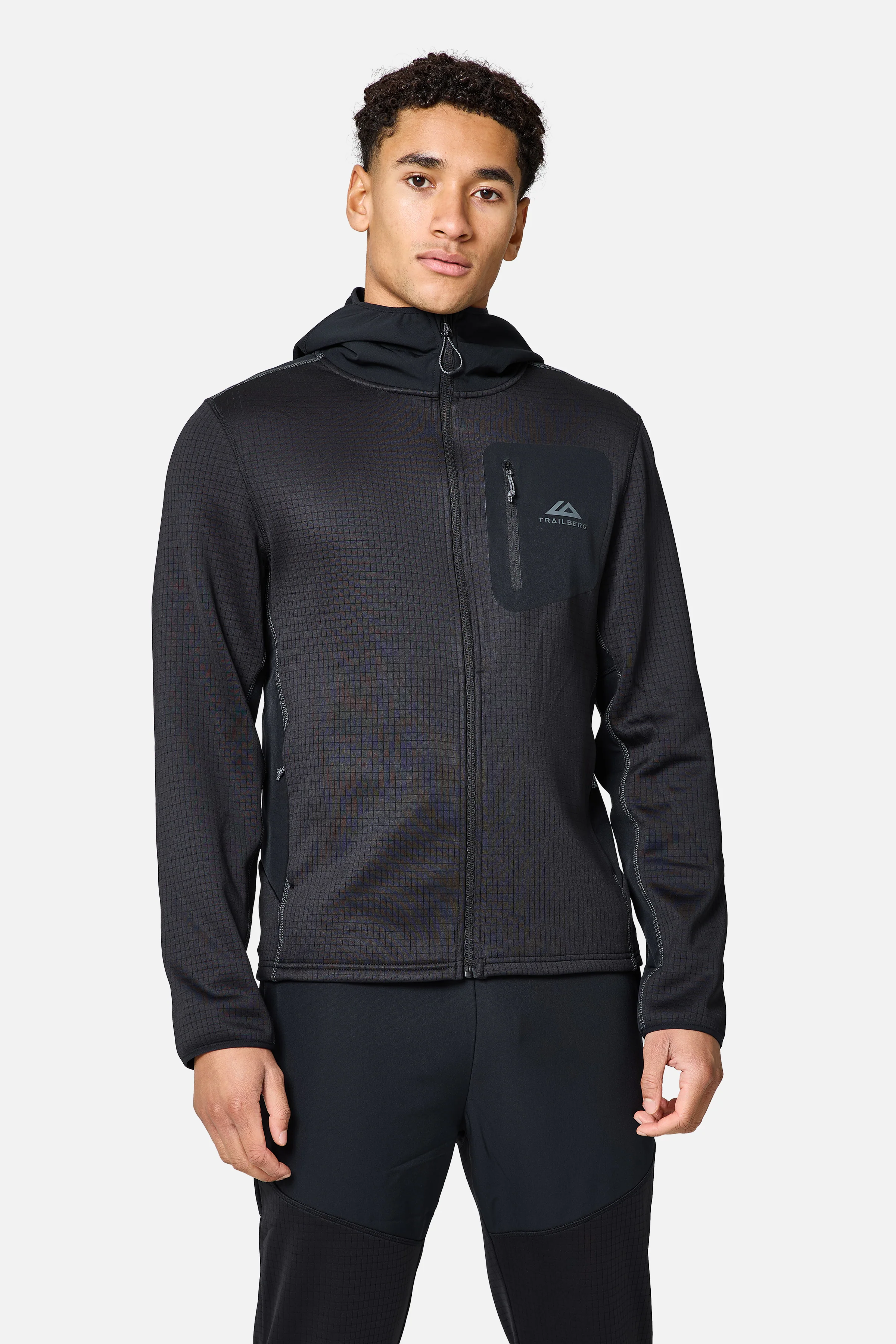 District Gridded Fleece Tracksuit - Black/Volcano Grey - Image 4