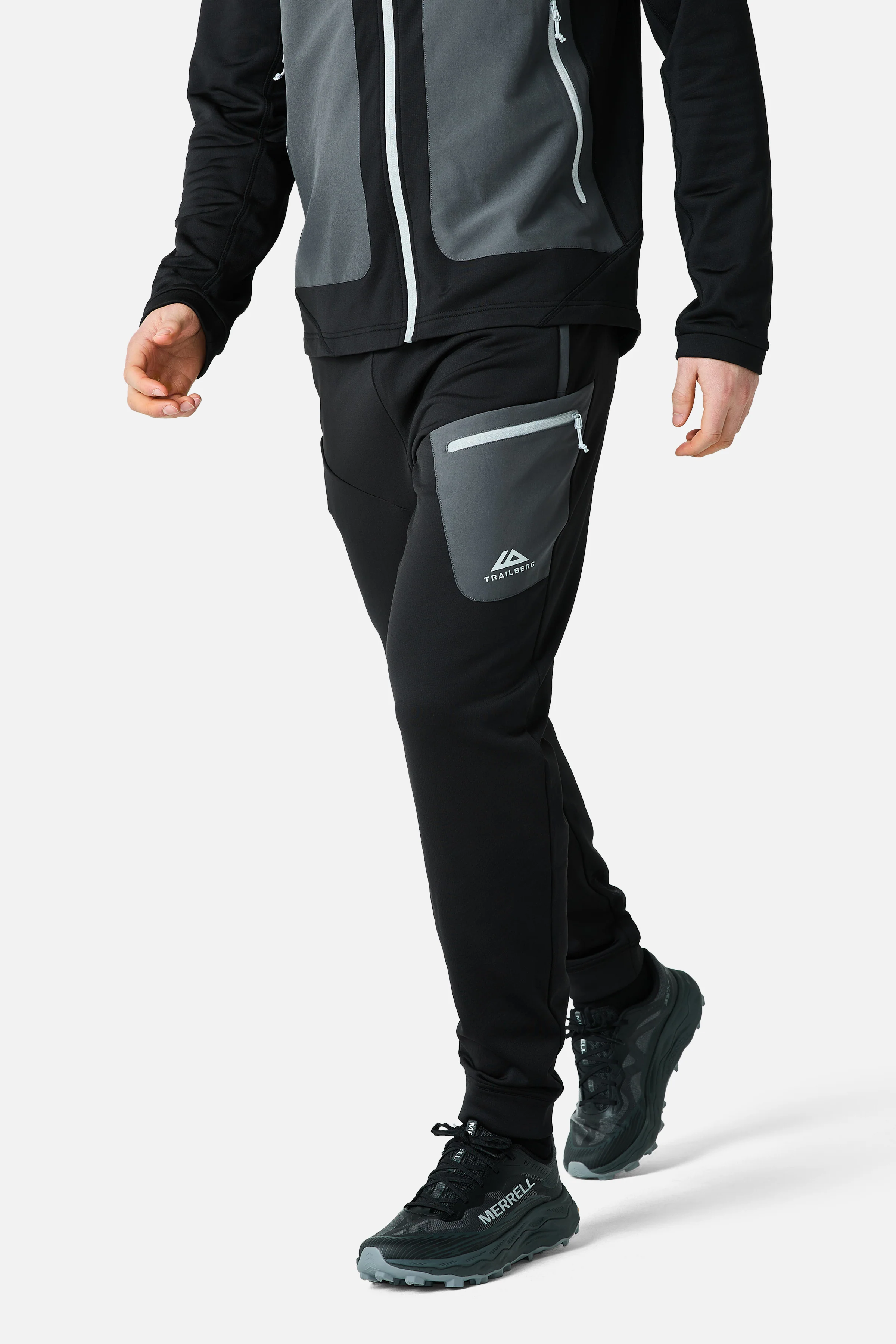 Vale Gridded Fleece Pant - Black/Volcano Grey - Image 2